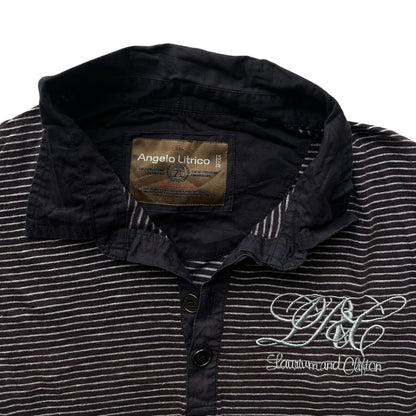 XXL Angelo Litrico Purple and White Striped Rugby Shirt