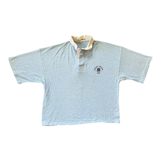 Extra large Serge Blanco Blue Cropped Rugby Shirt