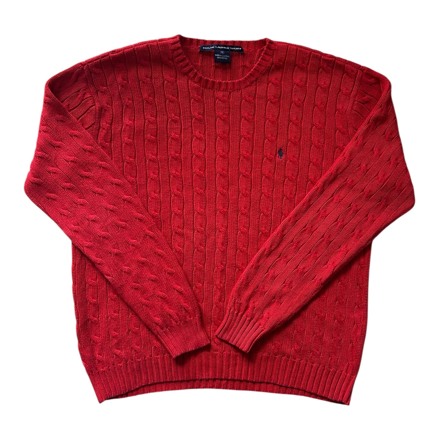 Woman’s Large Ralph Lauren Red Cable Knit