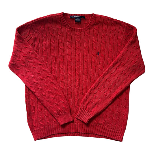 Woman’s Large Ralph Lauren Red Cable Knit