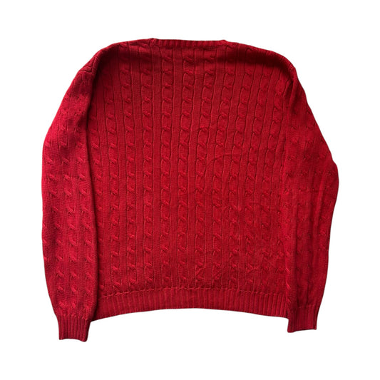 Woman’s Large Ralph Lauren Red Cable Knit