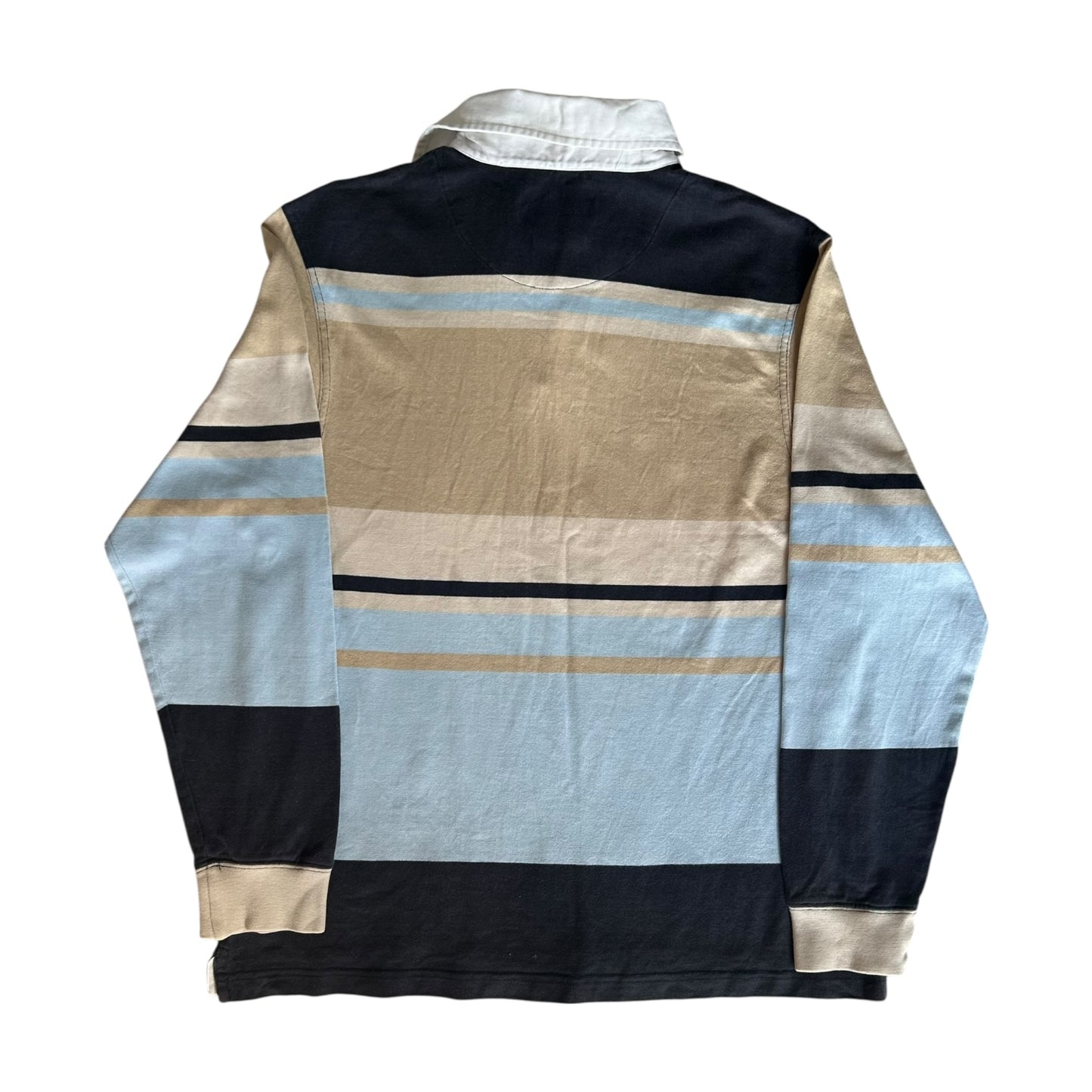 Large Morstyle Beige, Navy and Blue Rugby Shirt