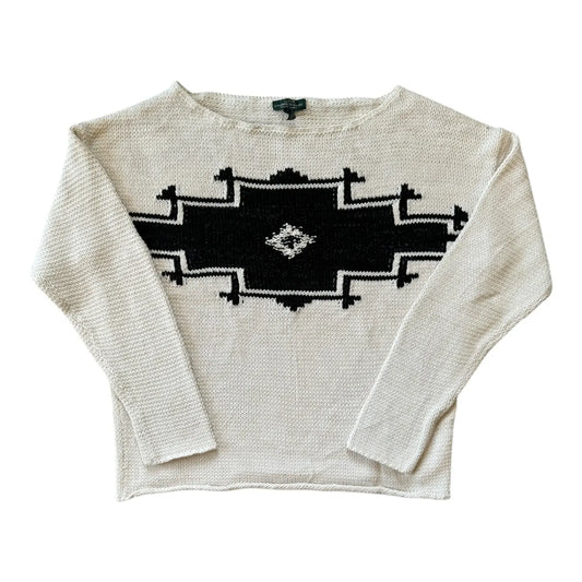 Womans Large Ralph Lauren Off-White Aztec Knitted Jumper