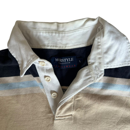 Large Morstyle Beige, Navy and Blue Rugby Shirt