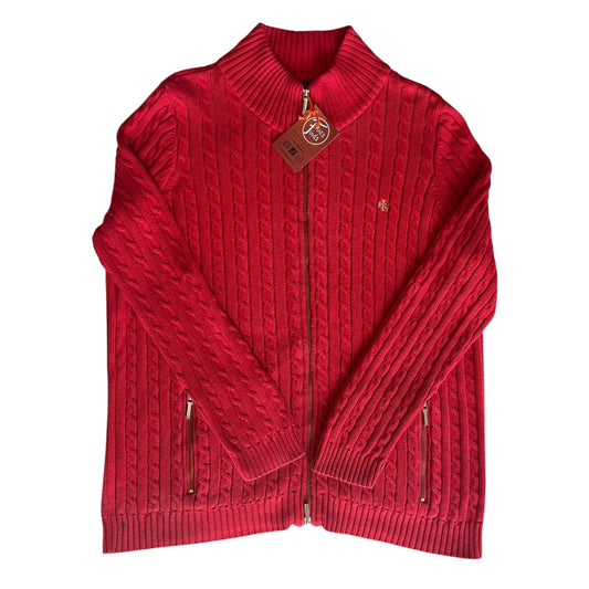 Woman’s Extra Large Ralph Lauren Red Full Zip Cable Knit