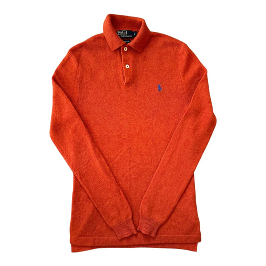 Small Ralph Lauren Orange Lambswool Knitted Polo Shirt