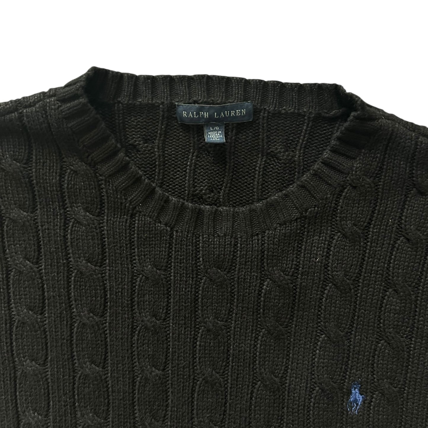 Woman’s Large Ralph Lauren Black Cable Knit