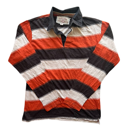 Medium East Pole Orange and Brown Striped Rugby Shirt