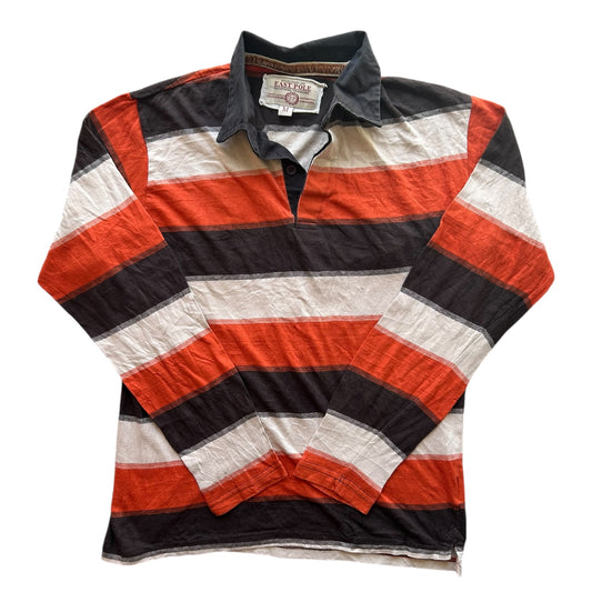 Medium East Pole Orange and Brown Striped Rugby Shirt
