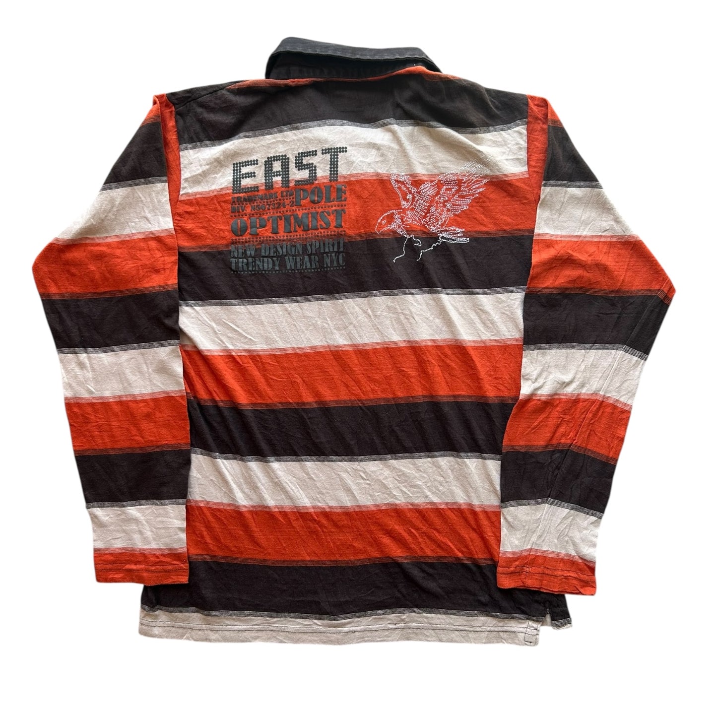 Medium East Pole Orange and Brown Striped Rugby Shirt