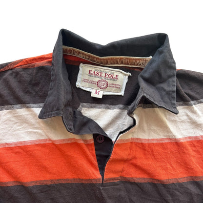 Medium East Pole Orange and Brown Striped Rugby Shirt