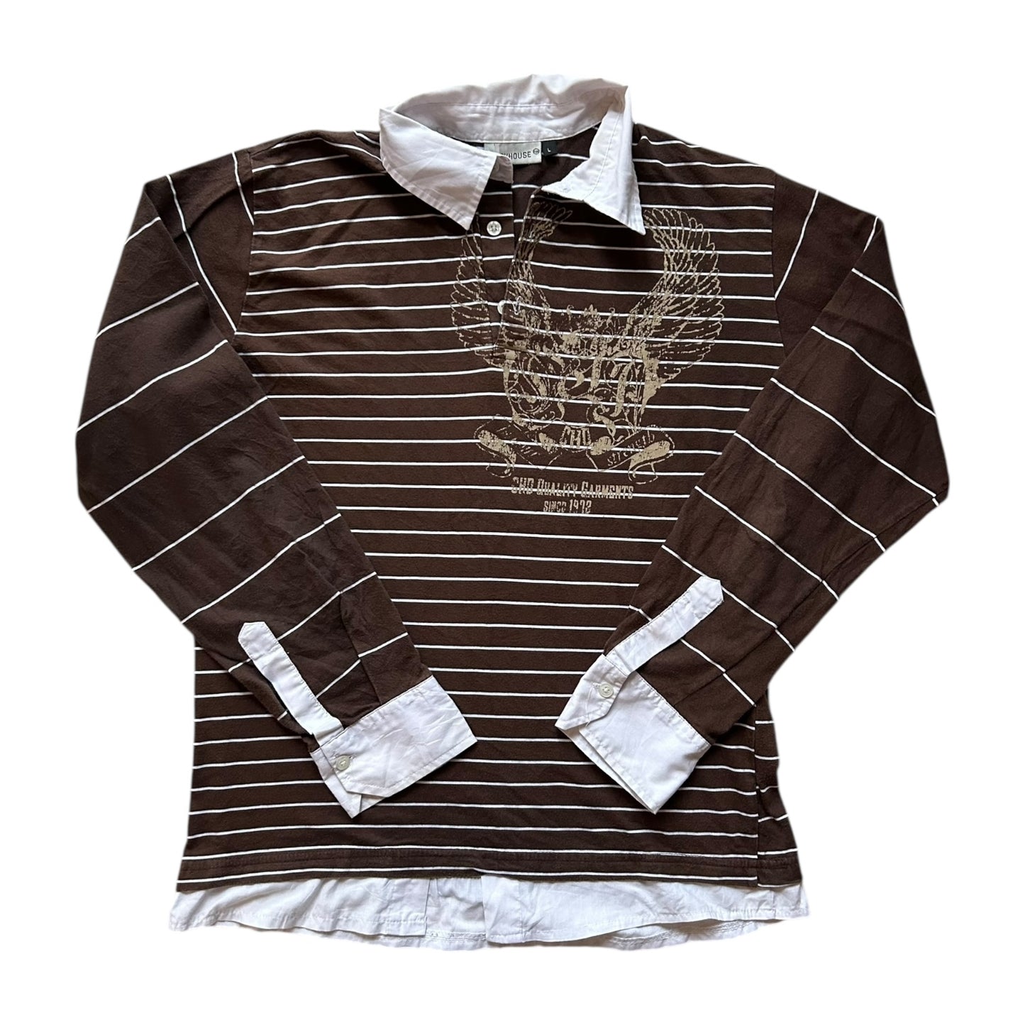 Large Clockhouse Brown Rugby Shirt