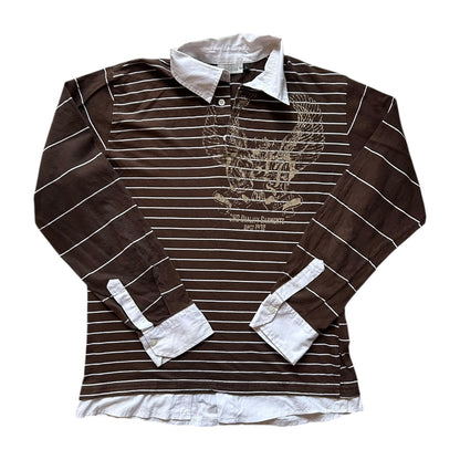 Large Clockhouse Brown Rugby Shirt