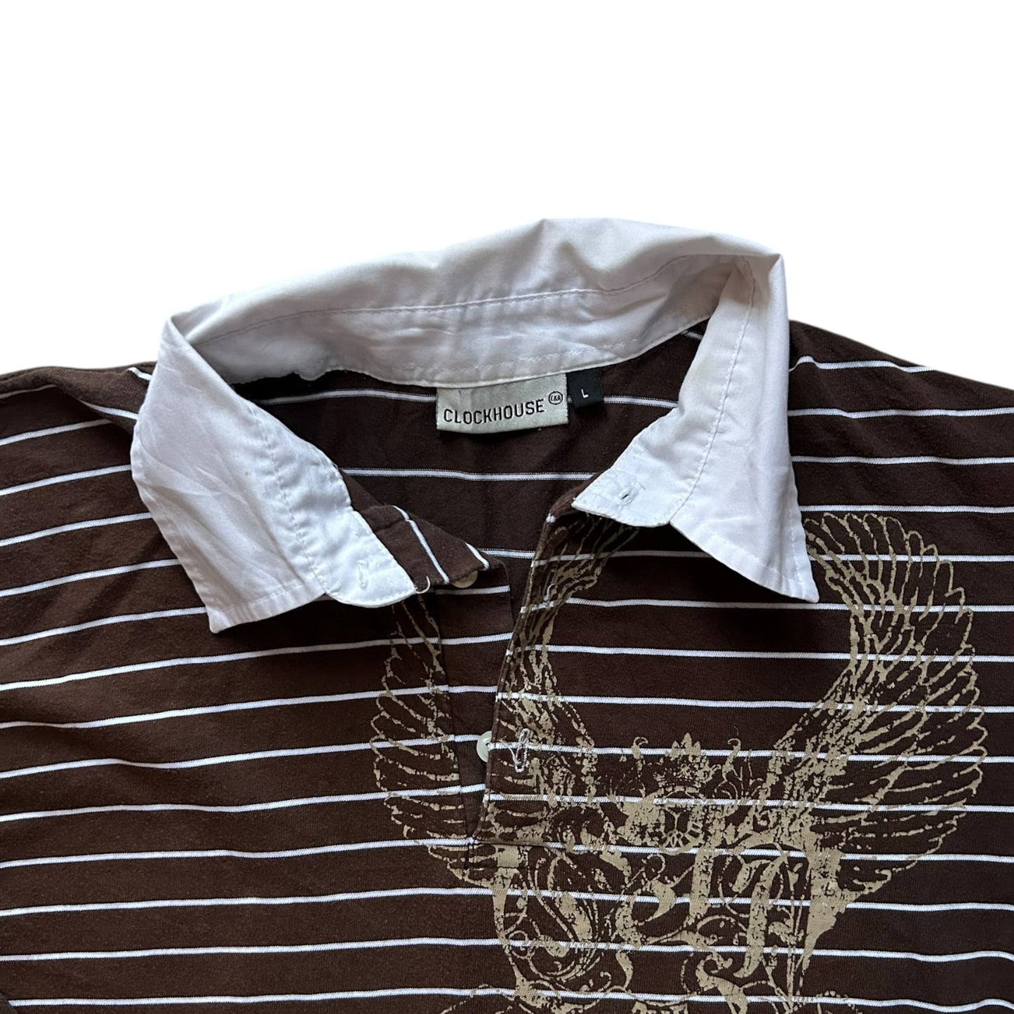 Large Clockhouse Brown Rugby Shirt