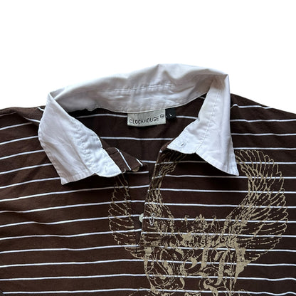 Large Clockhouse Brown Rugby Shirt