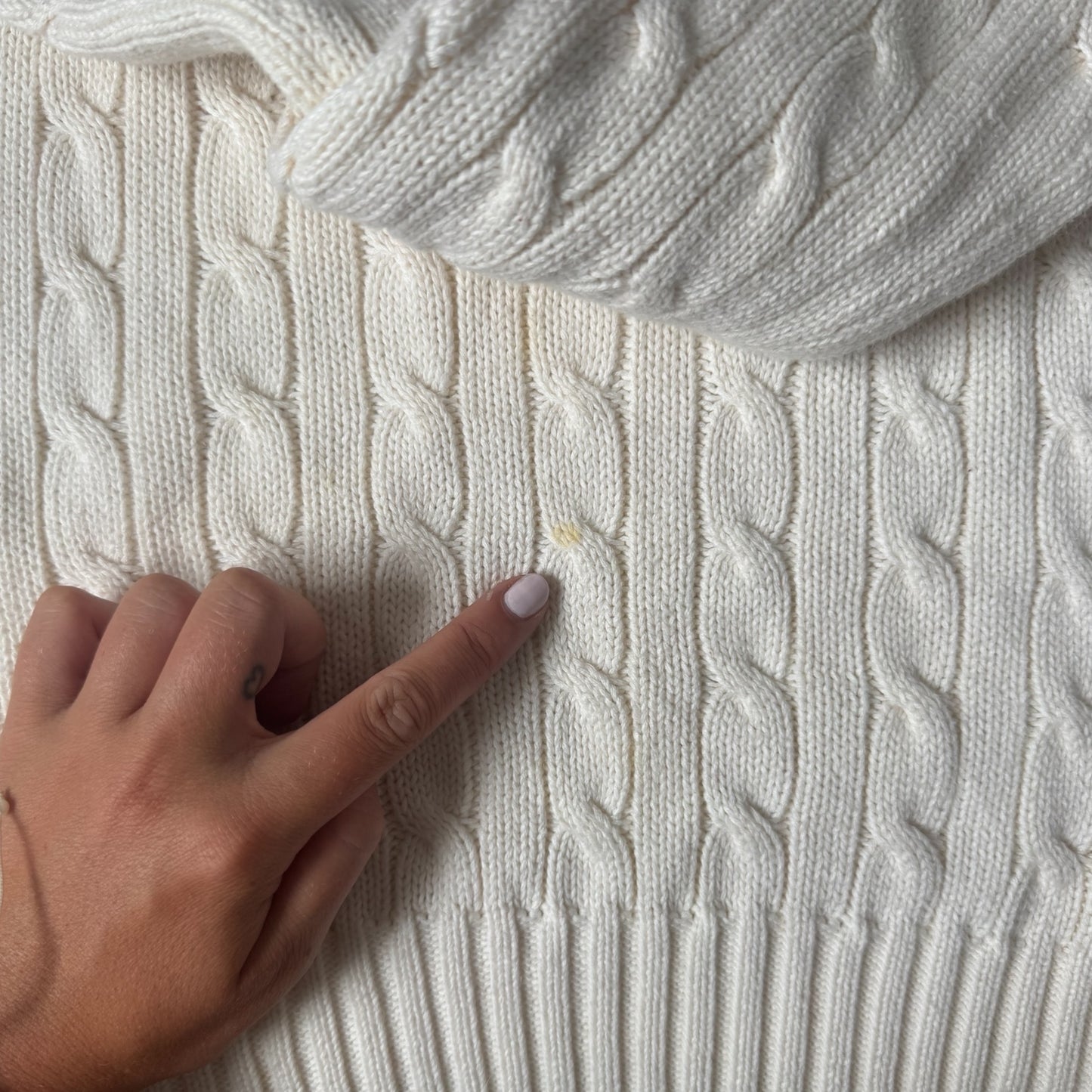 Woman’s Large Ralph Lauren White Cable Knit Jumper