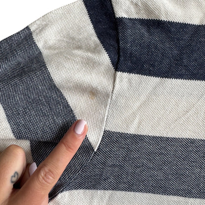 Large Atlas For Men Cream and Blue Striped Rugby Shirt