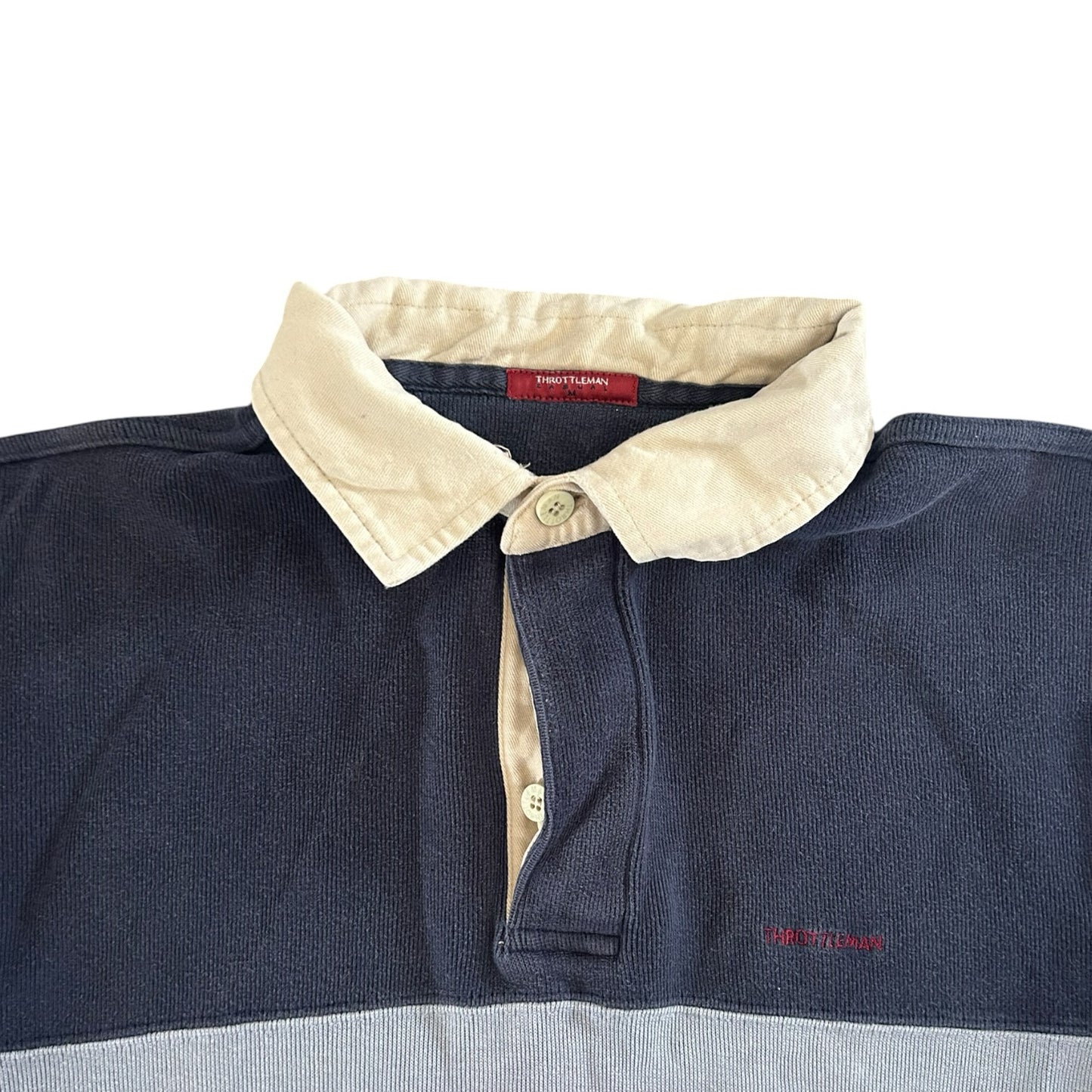 Medium Throttleman Navy and Red Rugby Shirt
