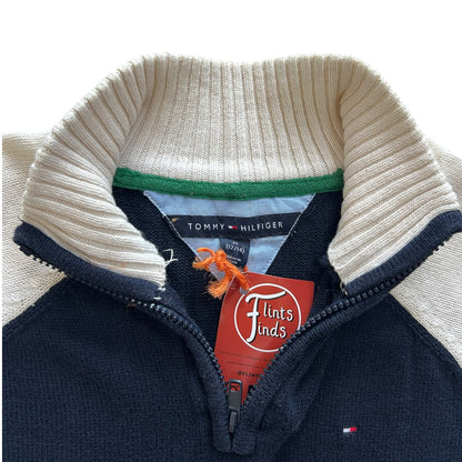 Aged 12-14 Tommy Hilfiger Navy and White 1/4 Zip