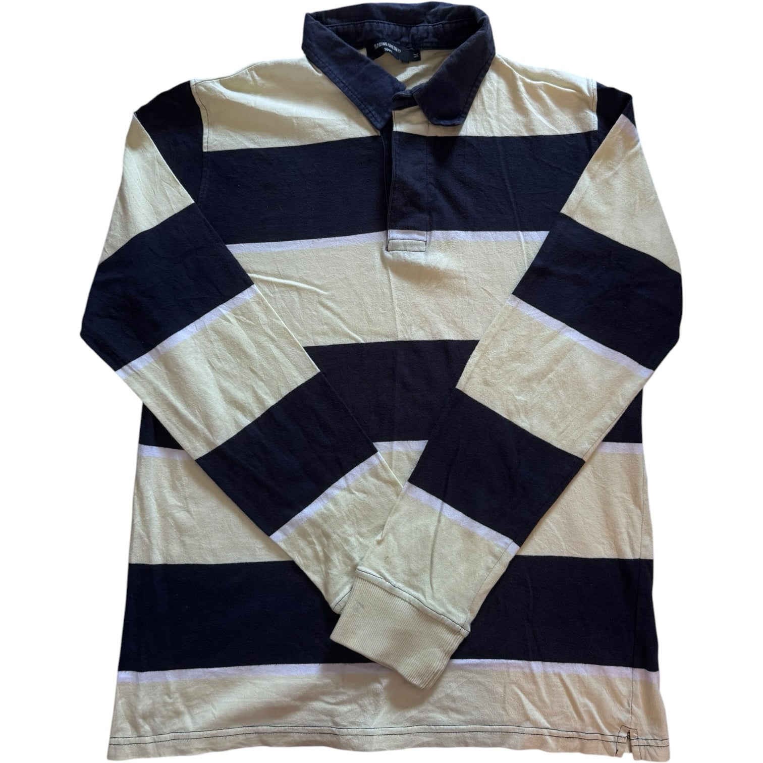 Medium Racing Green Navy and Cream Rugby Shirt