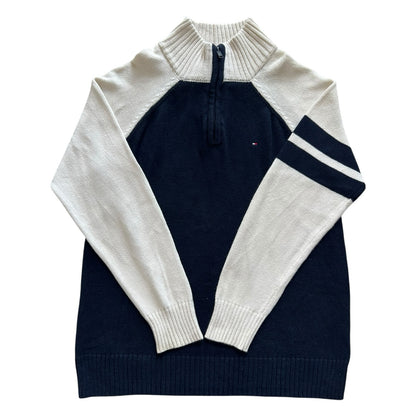 Aged 12-14 Tommy Hilfiger Navy and White 1/4 Zip