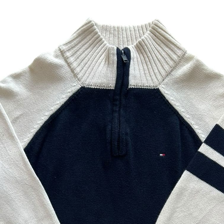 Aged 12-14 Tommy Hilfiger Navy and White 1/4 Zip