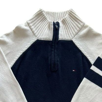 Aged 12-14 Tommy Hilfiger Navy and White 1/4 Zip