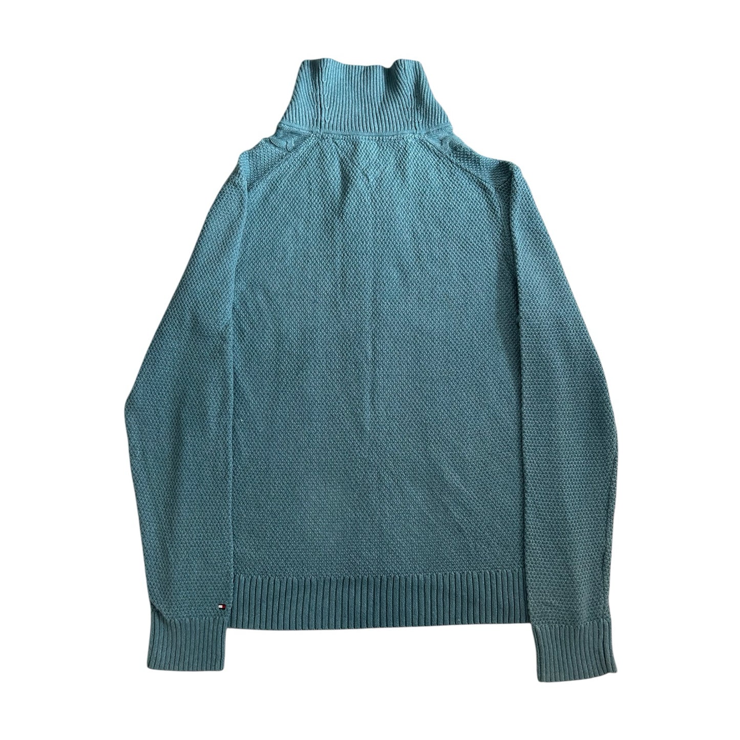 Extra large Tommy Hilfiger Blue Cable Knit Shawl Neck Jumper