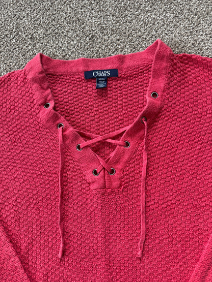 Woman's Small Chaps Pink V-Neck Jumper
