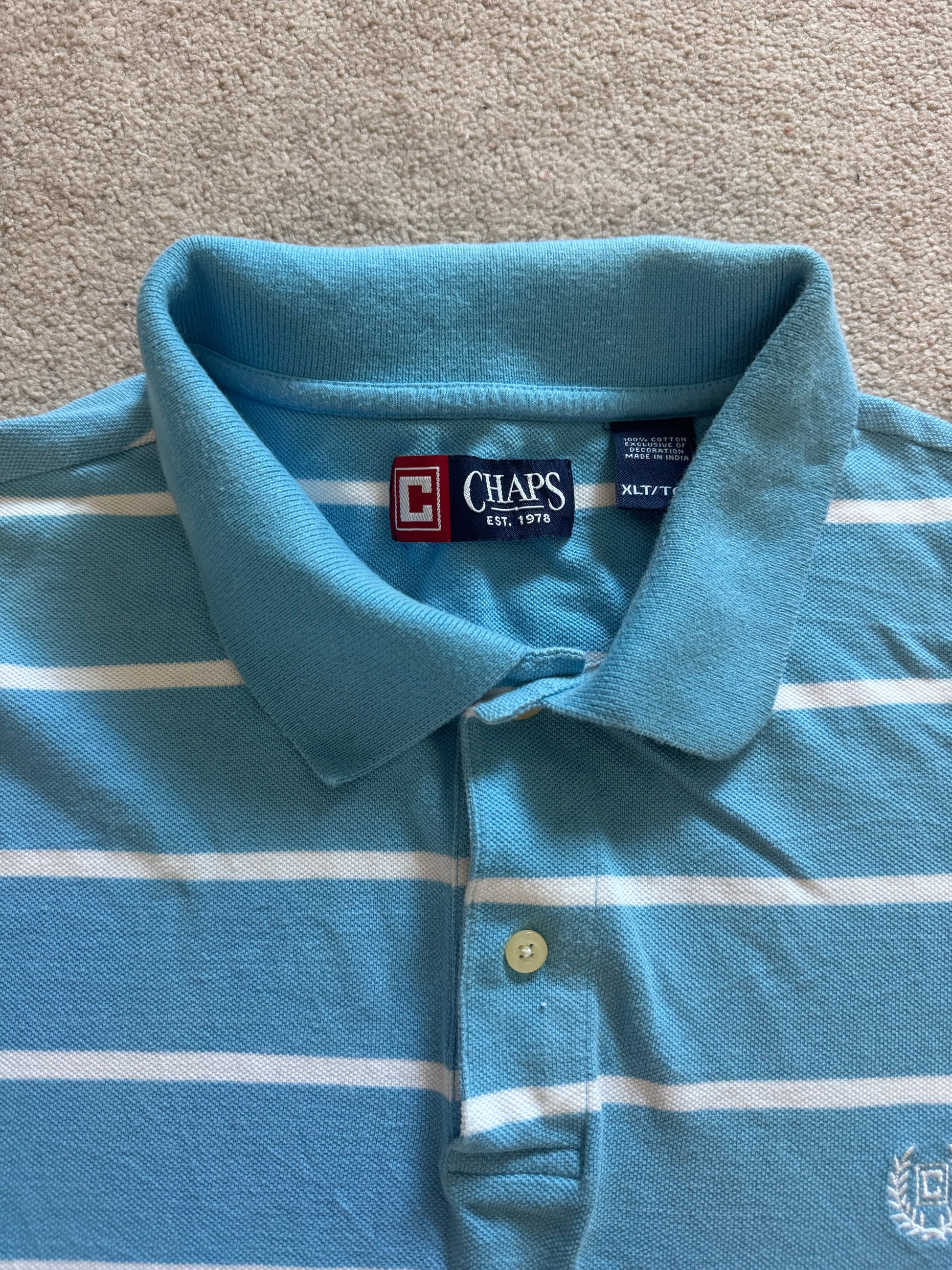 Extra large Chaps Light Blue and White Polo Shirt
