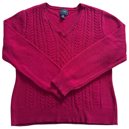 Extra large Chaps Pink V-Neck Cable Knit Jumper