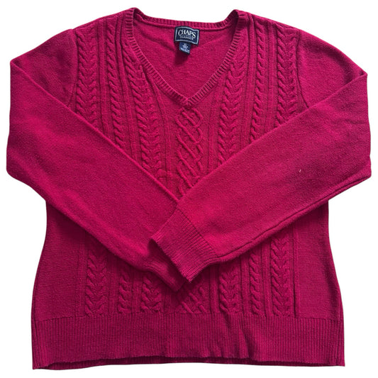 Extra large Chaps Pink V-Neck Cable Knit Jumper