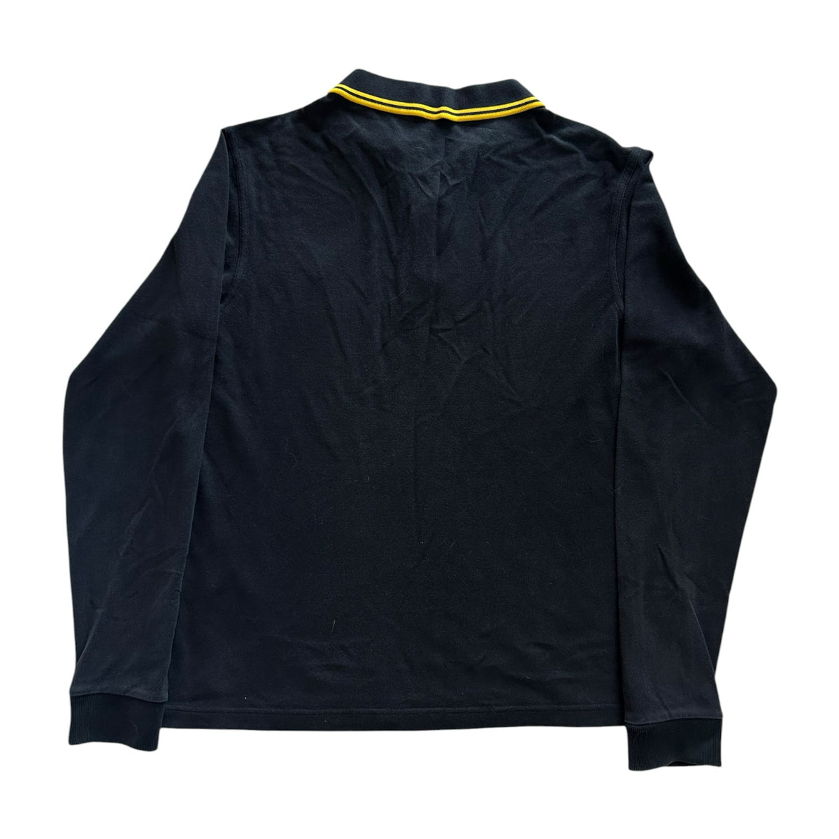 Large Fred Perry Black and Yellow Long Sleeved Polo Shirt