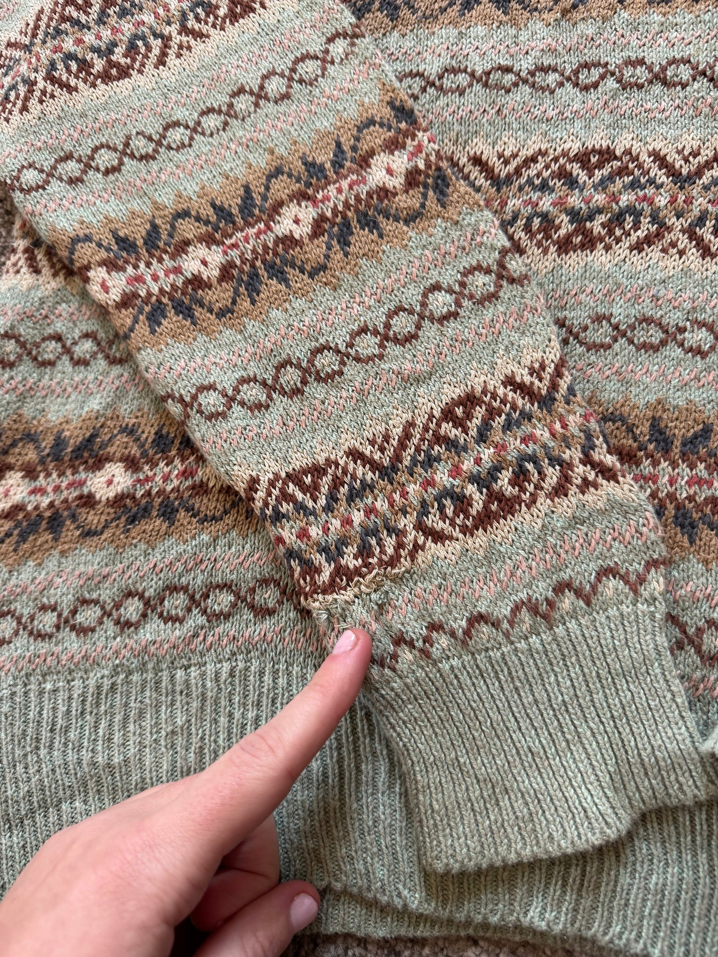 Woman's Large Ralph Lauren Green Fair Isle Knitted Jumper