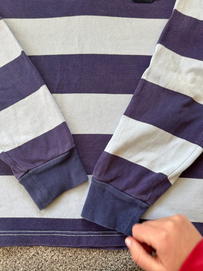 Large Ralph Lauren Navy and Blue Rugby Shirt