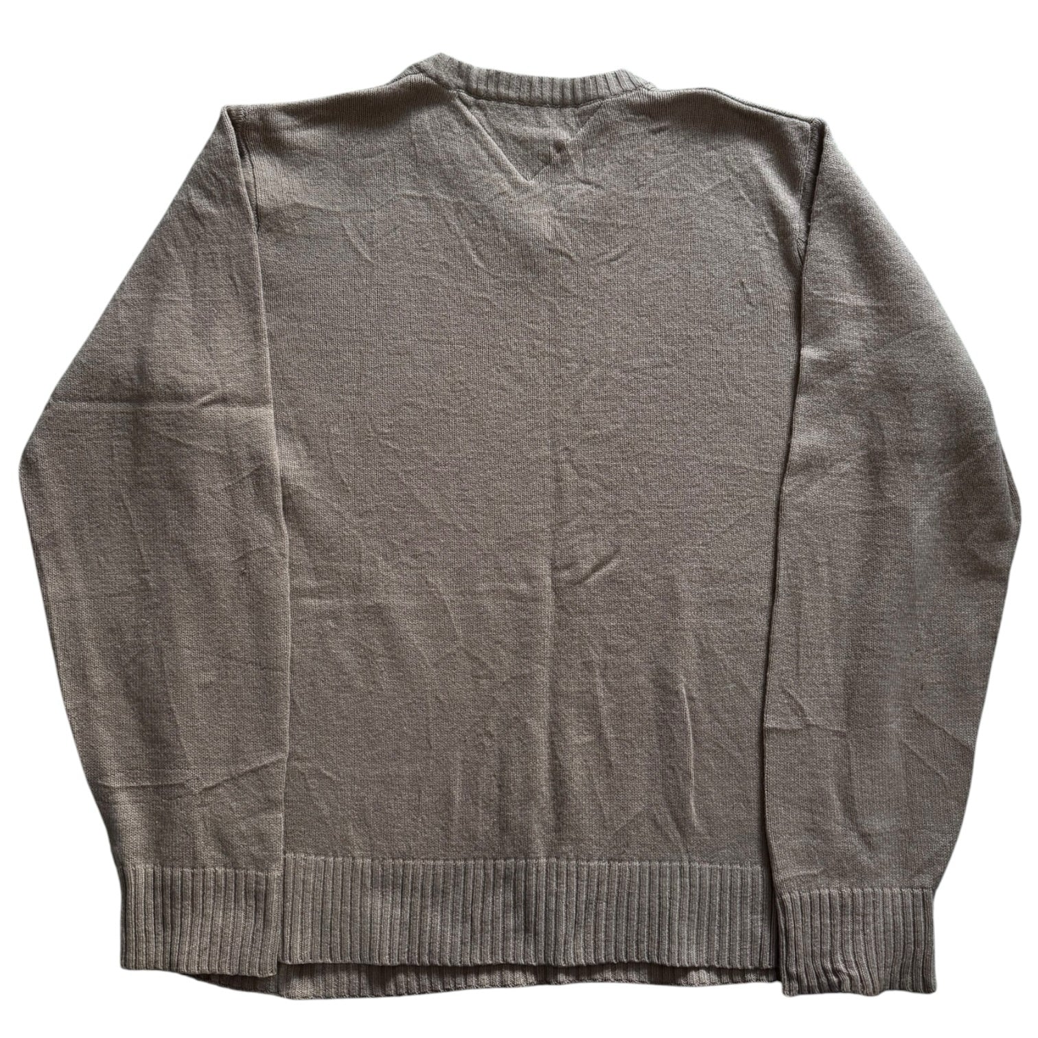 Large Tommy Hilfiger Beige Lambswool V-Neck Knitted Jumper