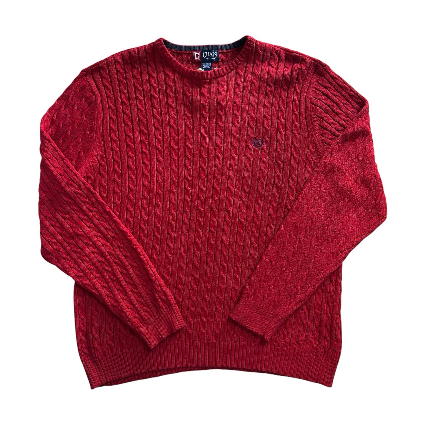 Large Chaps Red Cable Knit Jumper