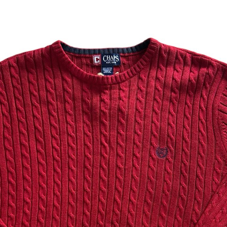 Large Chaps Red Cable Knit Jumper
