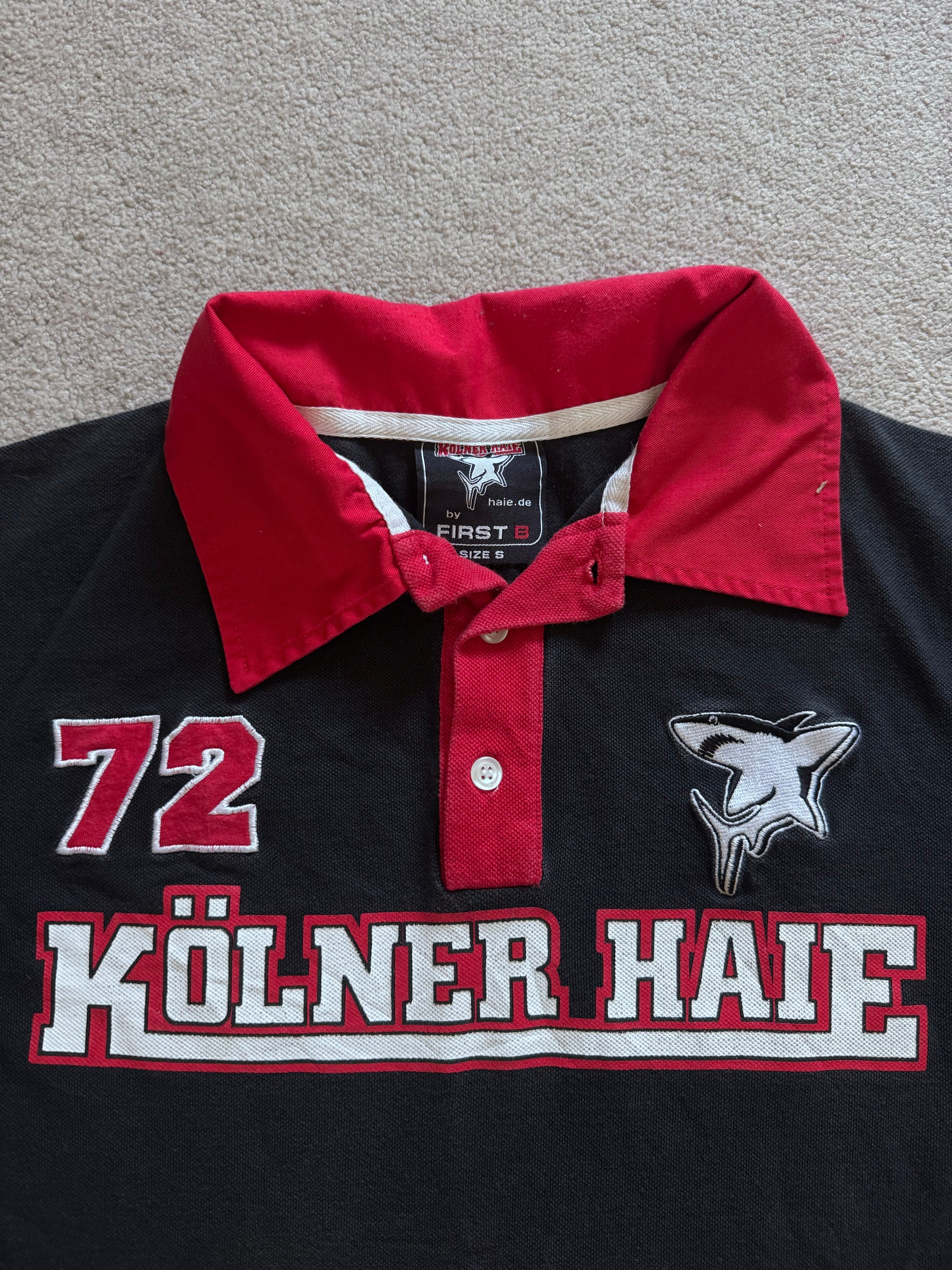 Small Kölner Haie Black Rugby Style Polo Shirt