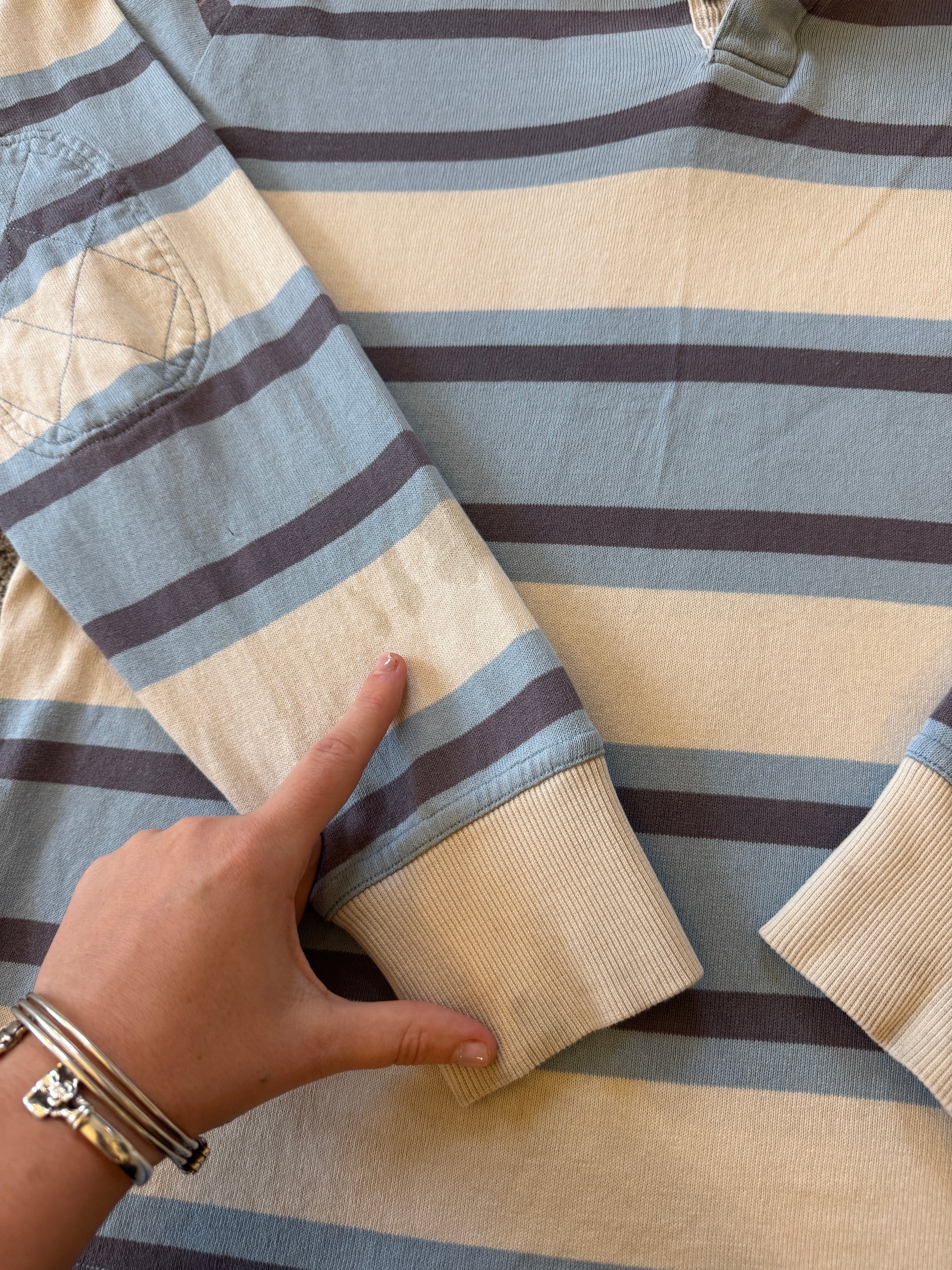 Large Gant Blue Striped Rugby Shirt - Marked