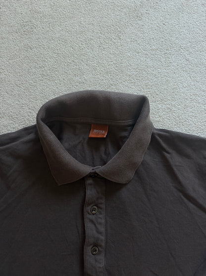 Large Hugo Boss Brown Long Sleeved Polo Shirt