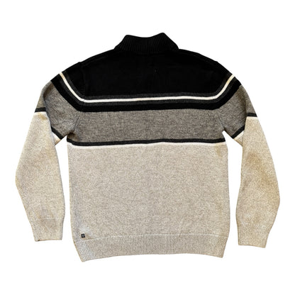 Medium Chaps Grey and Black 1/4 Button Knitted Jumper