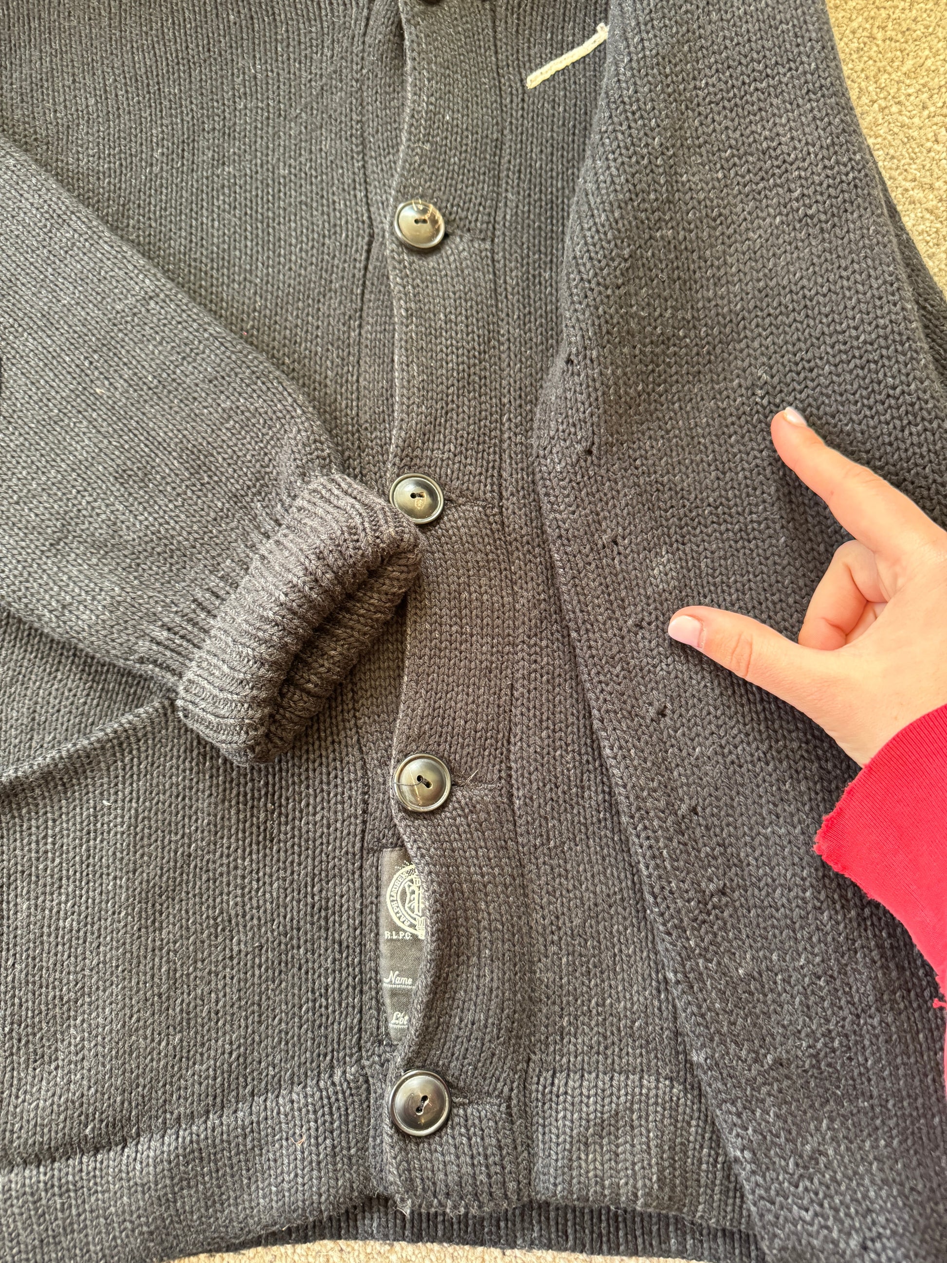 Large Ralph Lauren Black Knitted Shawl Neck Cardigan