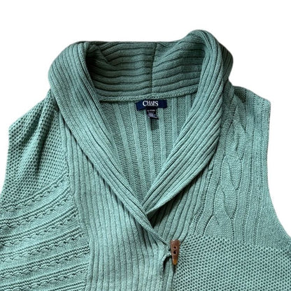 Woman's Extra large Chaps Green Sleeveless Cardigan