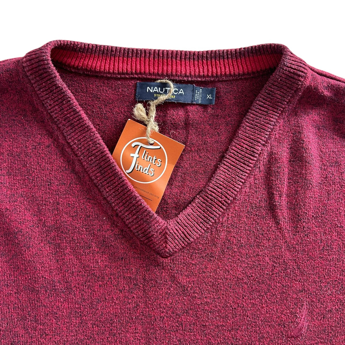 Extra large Nautica Burgundy Red V-Neck Jumper