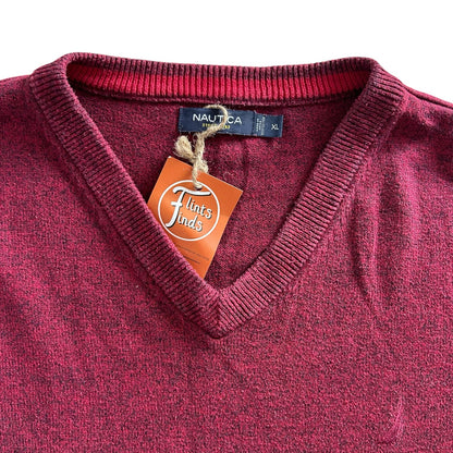 Extra large Nautica Burgundy Red V-Neck Jumper