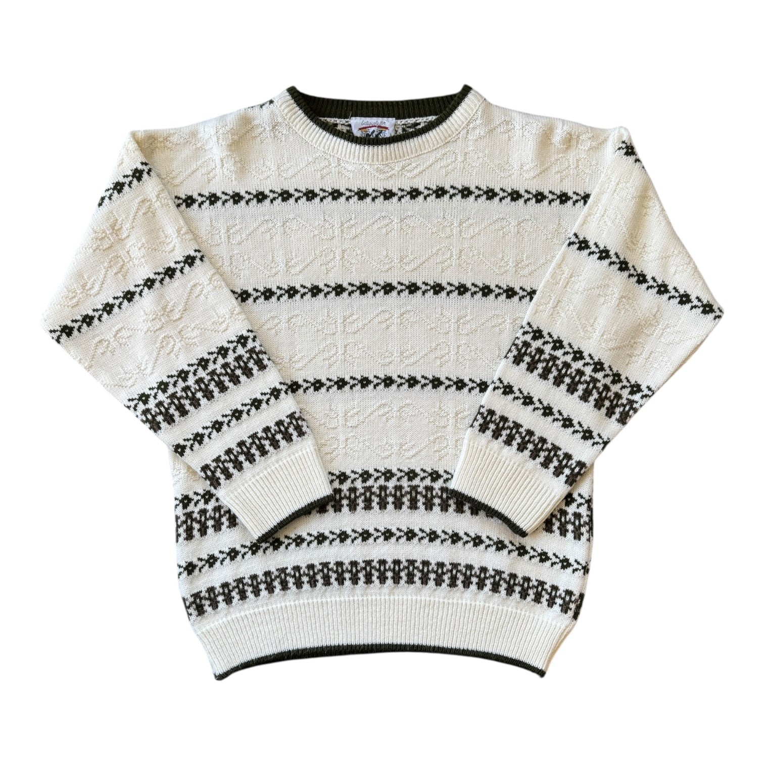 Woman's Small White and Green Funky Knit