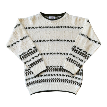 Woman's Small White and Green Funky Knit