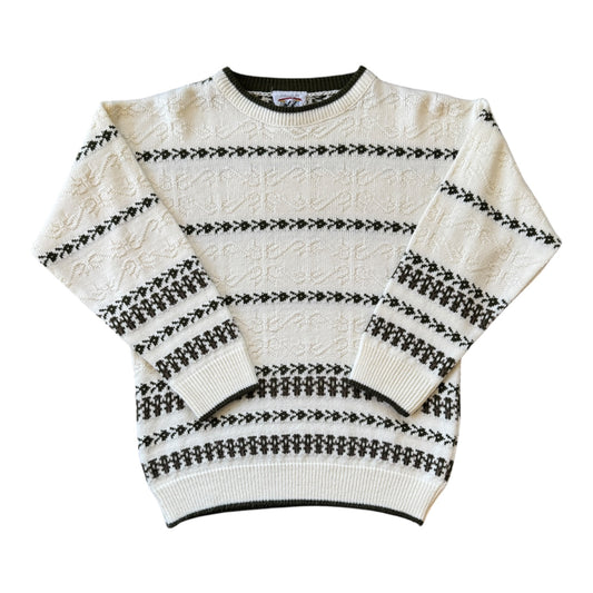 Woman's Small White and Green Funky Knit