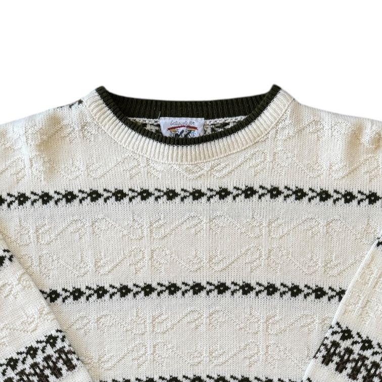 Woman's Small White and Green Funky Knit